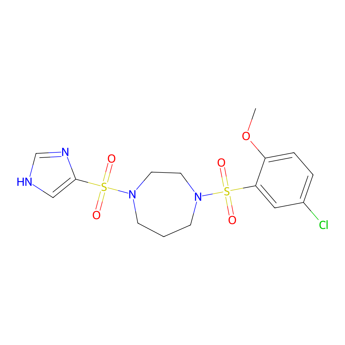 1-((1H-imidazol-4-yl)sulfonyl)-4-((5-chloro-2-methoxyphenyl)sulfonyl)-1,4-diazepane molecular structure, CAS 1904163-02-5