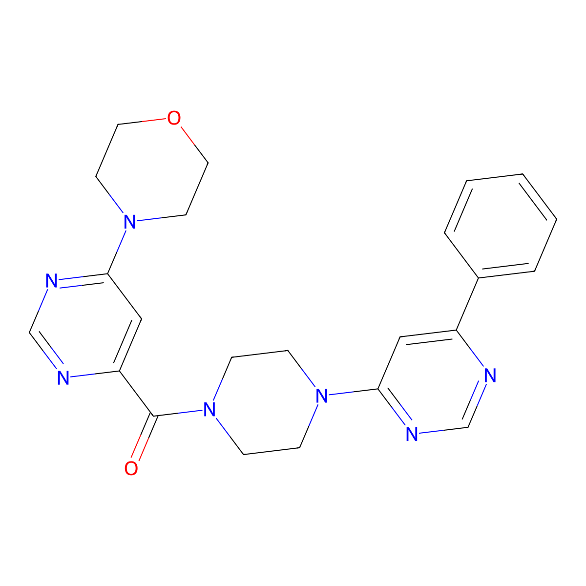 (6-Morpholinopyrimidin-4-yl)(4-(6-phenylpyrimidin-4-yl)piperazin-1-yl)methanone molecular structure, CAS 1904163-43-4