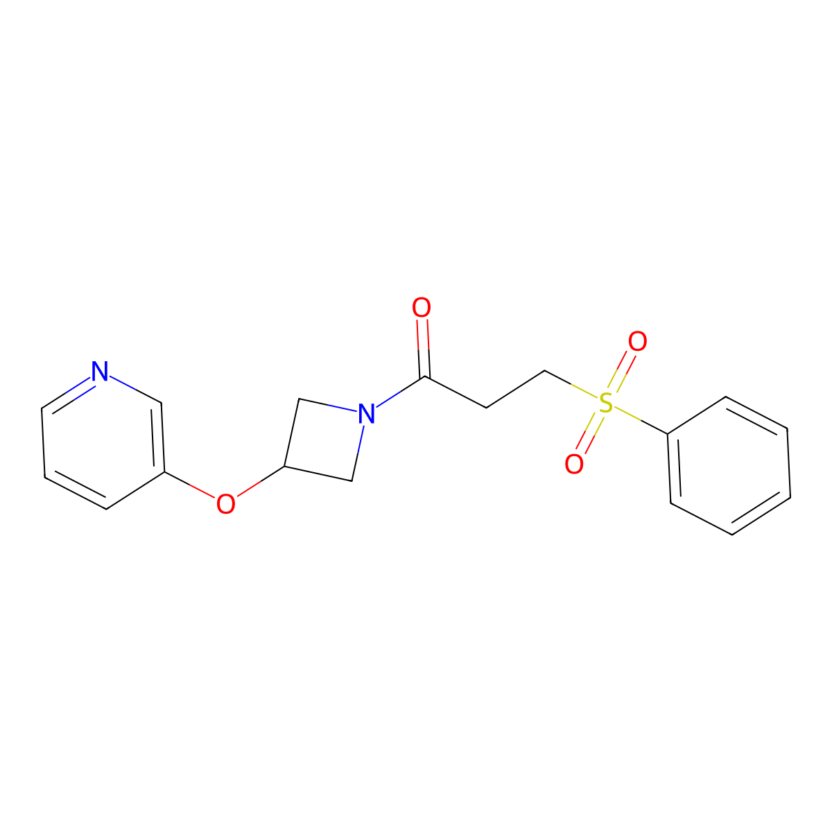 3-(Phenylsulfonyl)-1-(3-(pyridin-3-yloxy)azetidin-1-yl)propan-1-one molecular structure, CAS 1904167-70-9