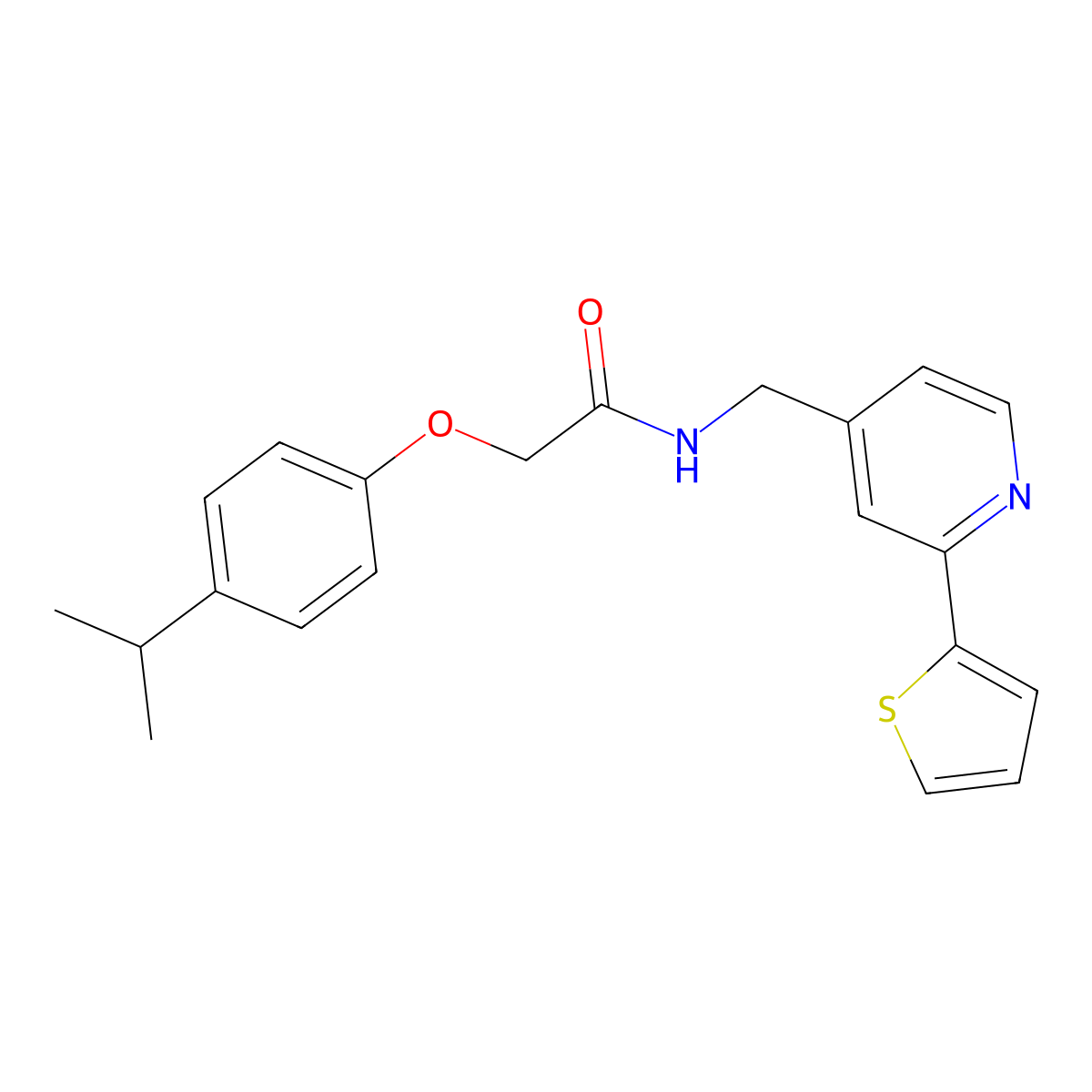 2-(4-isopropylphenoxy)-N-((2-(thiophen-2-yl)pyridin-4-yl)methyl)acetamide molecular structure, CAS 1904168-59-7