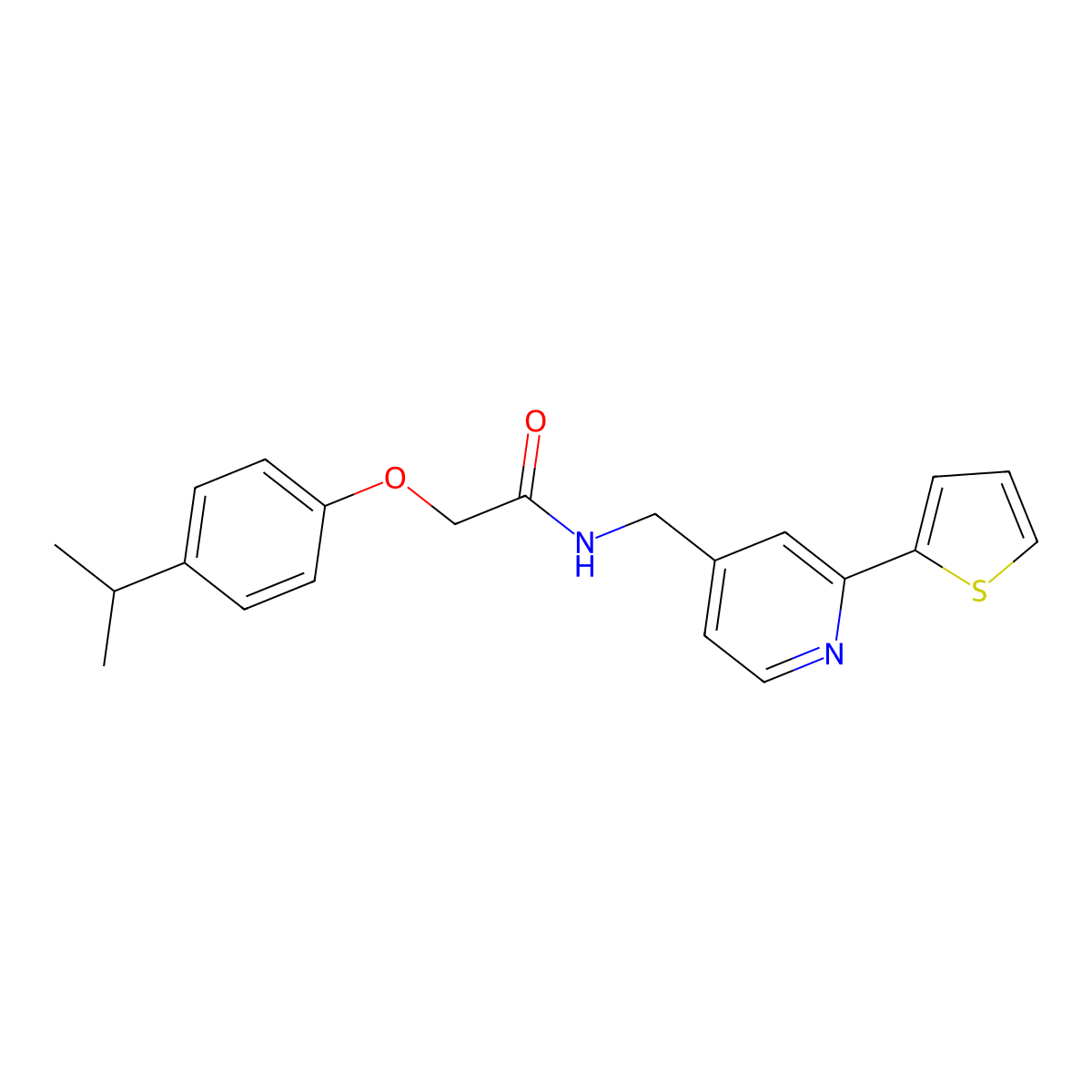 2-(4-isopropylphenoxy)-N-((2-(thiophen-2-yl)pyridin-4-yl)methyl)acetamide molecular structure, CAS 1904168-59-7