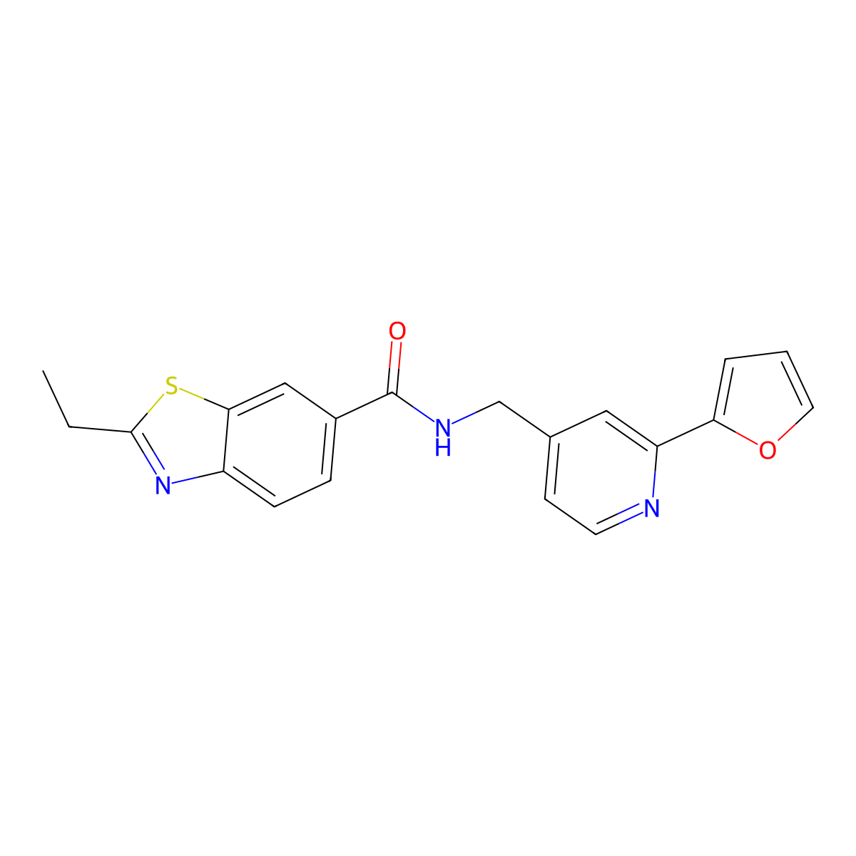 2-ethyl-N-((2-(furan-2-yl)pyridin-4-yl)methyl)benzo[d]thiazole-6-carboxamide molecular structure, CAS 1904169-62-5