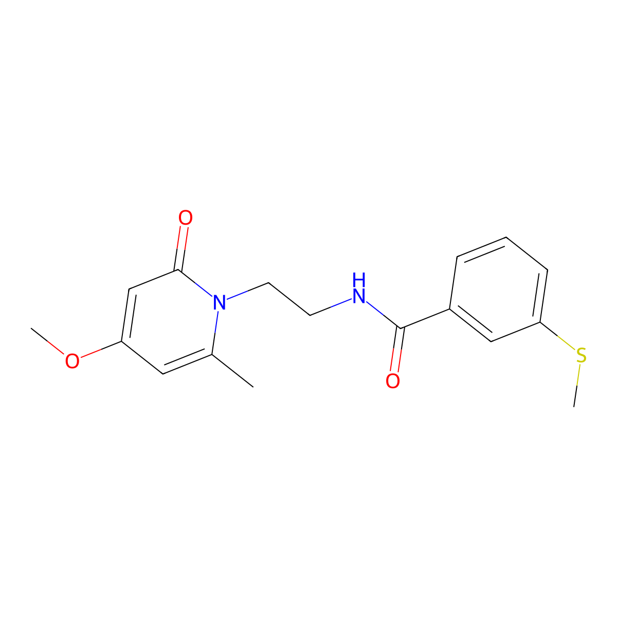 N-(2-(4-methoxy-6-methyl-2-oxopyridin-1(2H)-yl)ethyl)-3-(methylthio)benzamide molecular structure, CAS 1904171-70-5