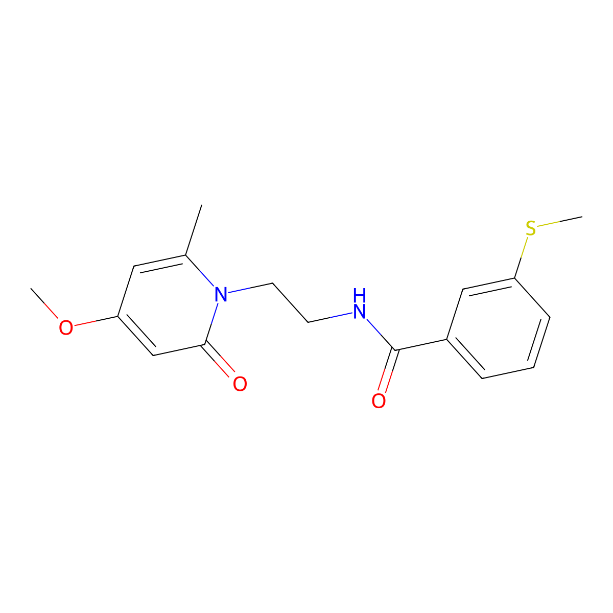 N-(2-(4-methoxy-6-methyl-2-oxopyridin-1(2H)-yl)ethyl)-3-(methylthio)benzamide molecular structure, CAS 1904171-70-5