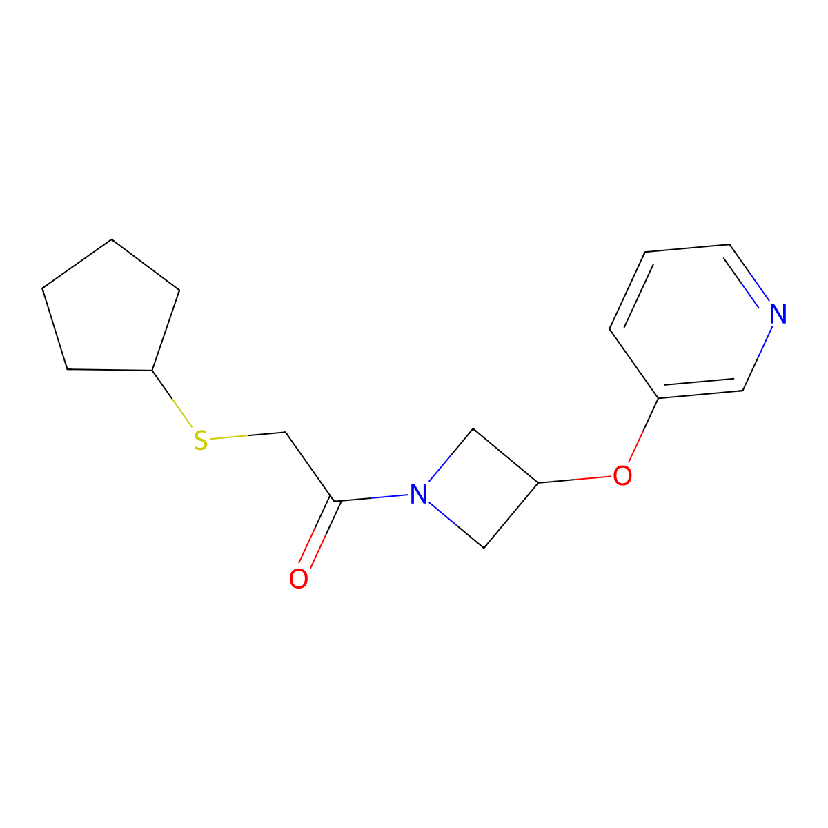 2-(Cyclopentylthio)-1-(3-(pyridin-3-yloxy)azetidin-1-yl)ethanone molecular structure, CAS 1904172-15-1