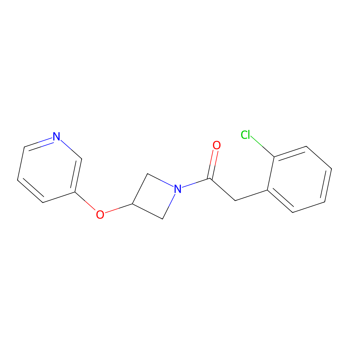 2-(2-Chlorophenyl)-1-(3-(pyridin-3-yloxy)azetidin-1-yl)ethanone molecular structure, CAS 1904172-79-7