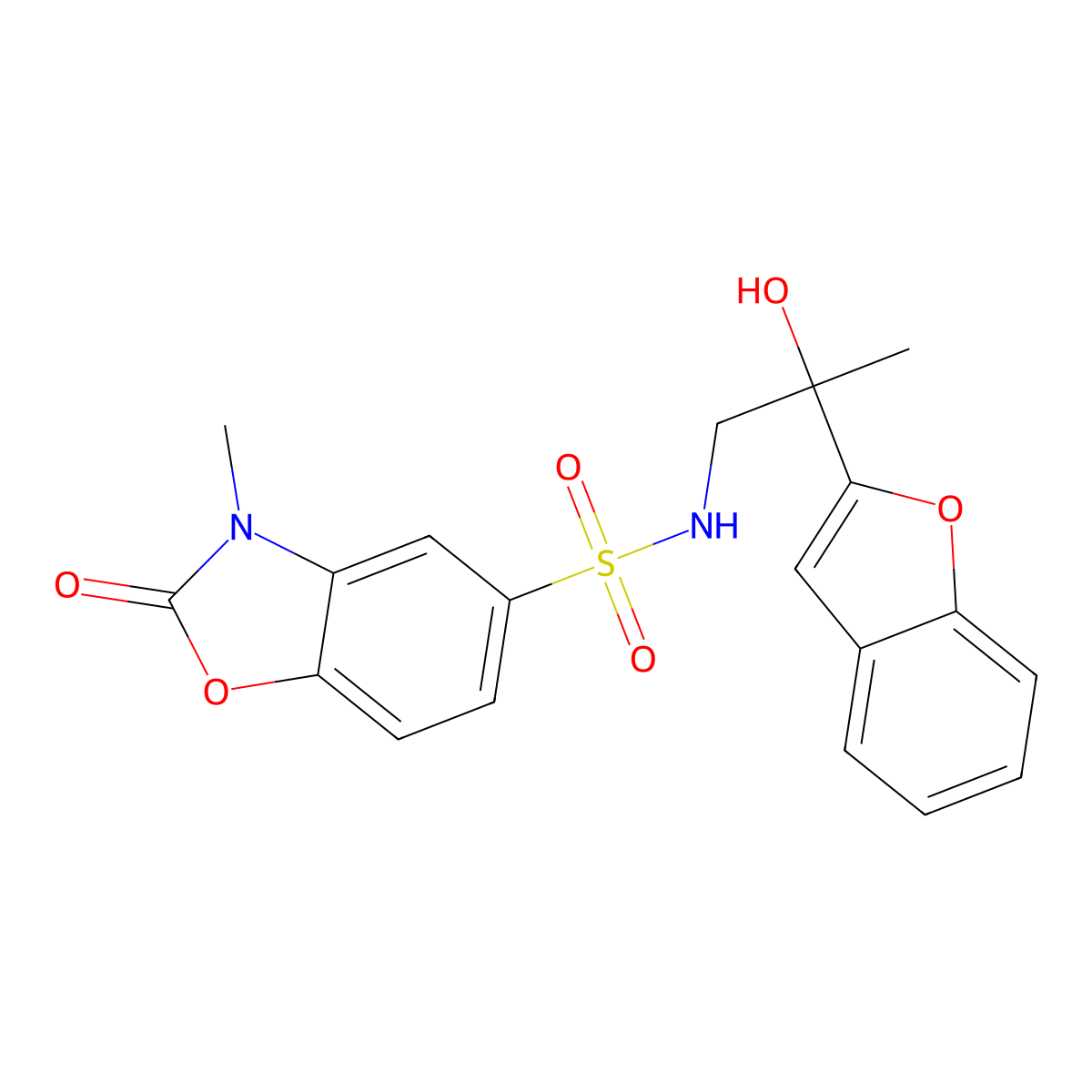 N-(2-(benzofuran-2-yl)-2-hydroxypropyl)-3-methyl-2-oxo-2,3-dihydrobenzo[d]oxazole-5-sulfonamide molecular structure, CAS 1904173-41-6