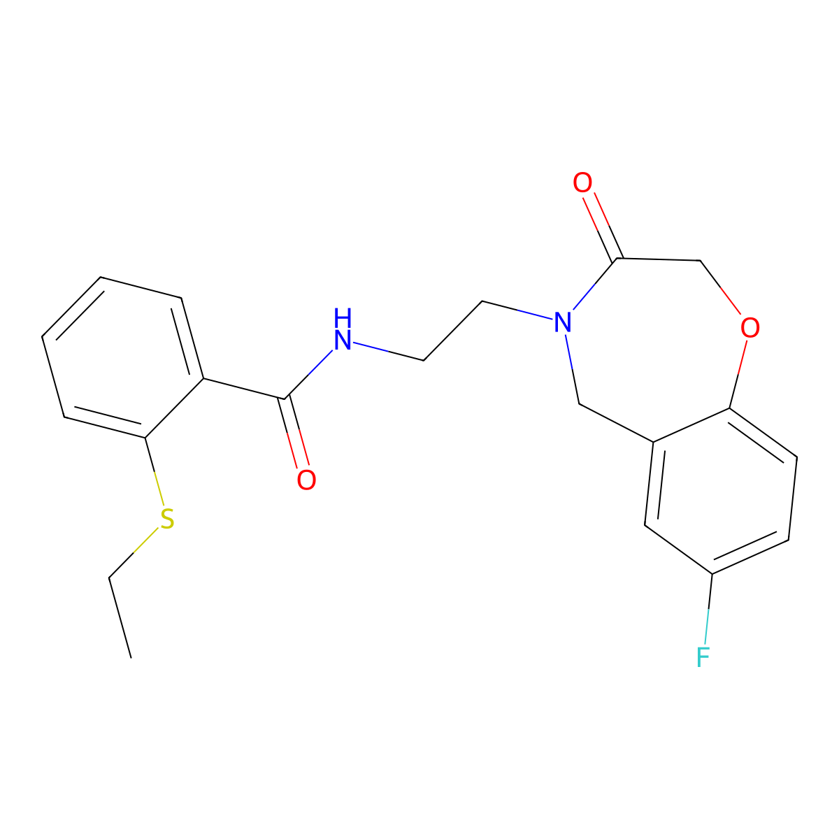 2-(ethylthio)-N-(2-(7-fluoro-3-oxo-2,3-dihydrobenzo[f][1,4]oxazepin-4(5H)-yl)ethyl)benzamide molecular structure, CAS 1904174-48-6