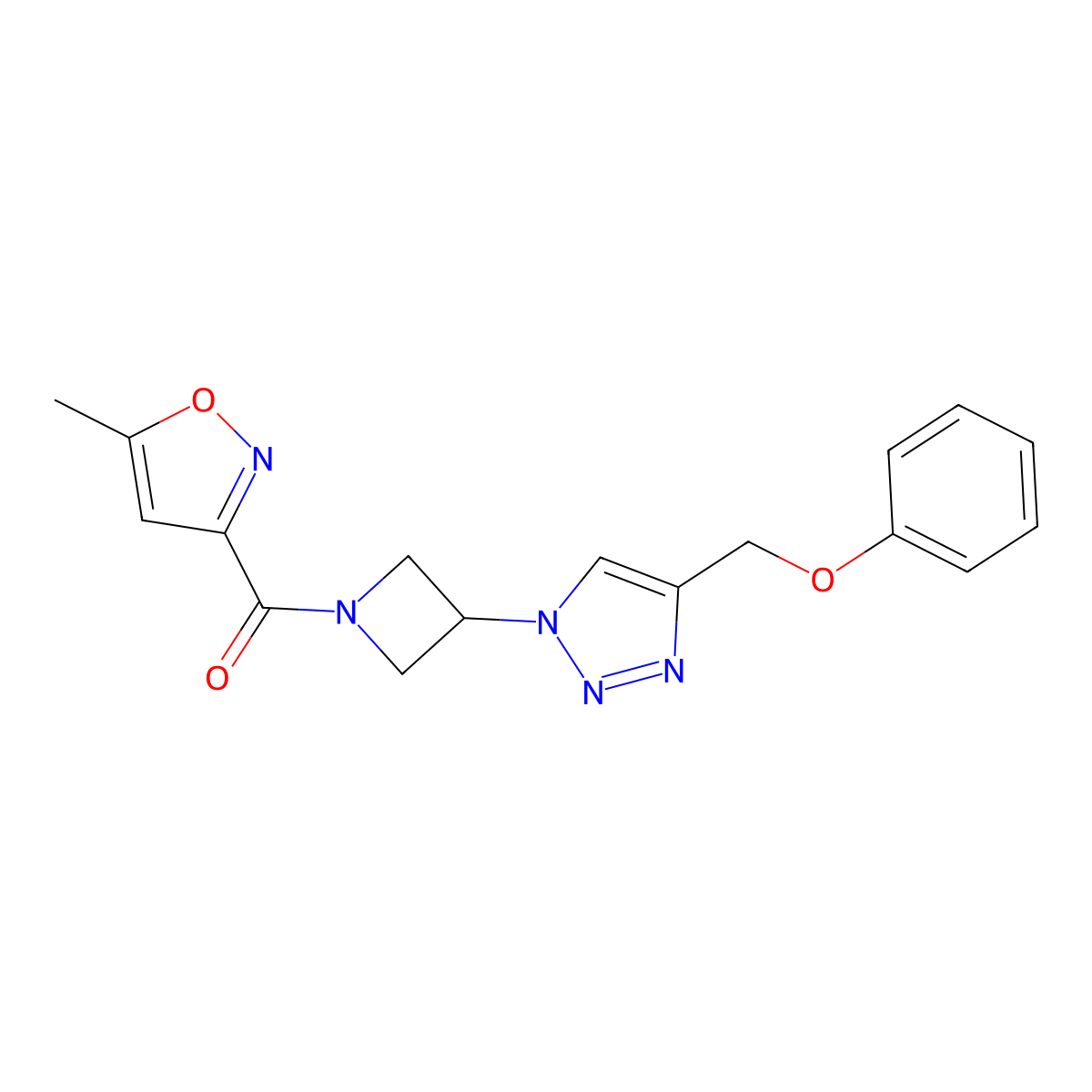 (5-methylisoxazol-3-yl)(3-(4-(phenoxymethyl)-1H-1,2,3-triazol-1-yl)azetidin-1-yl)methanone molecular structure, CAS 1904174-63-5