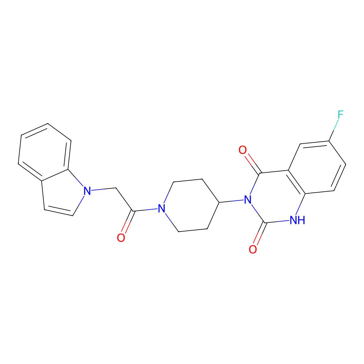 3-(1-(2-(1H-indol-1-yl)acetyl)piperidin-4-yl)-6-fluoroquinazoline-2,4(1H,3H)-dione molecular structure, CAS 1904178-33-1