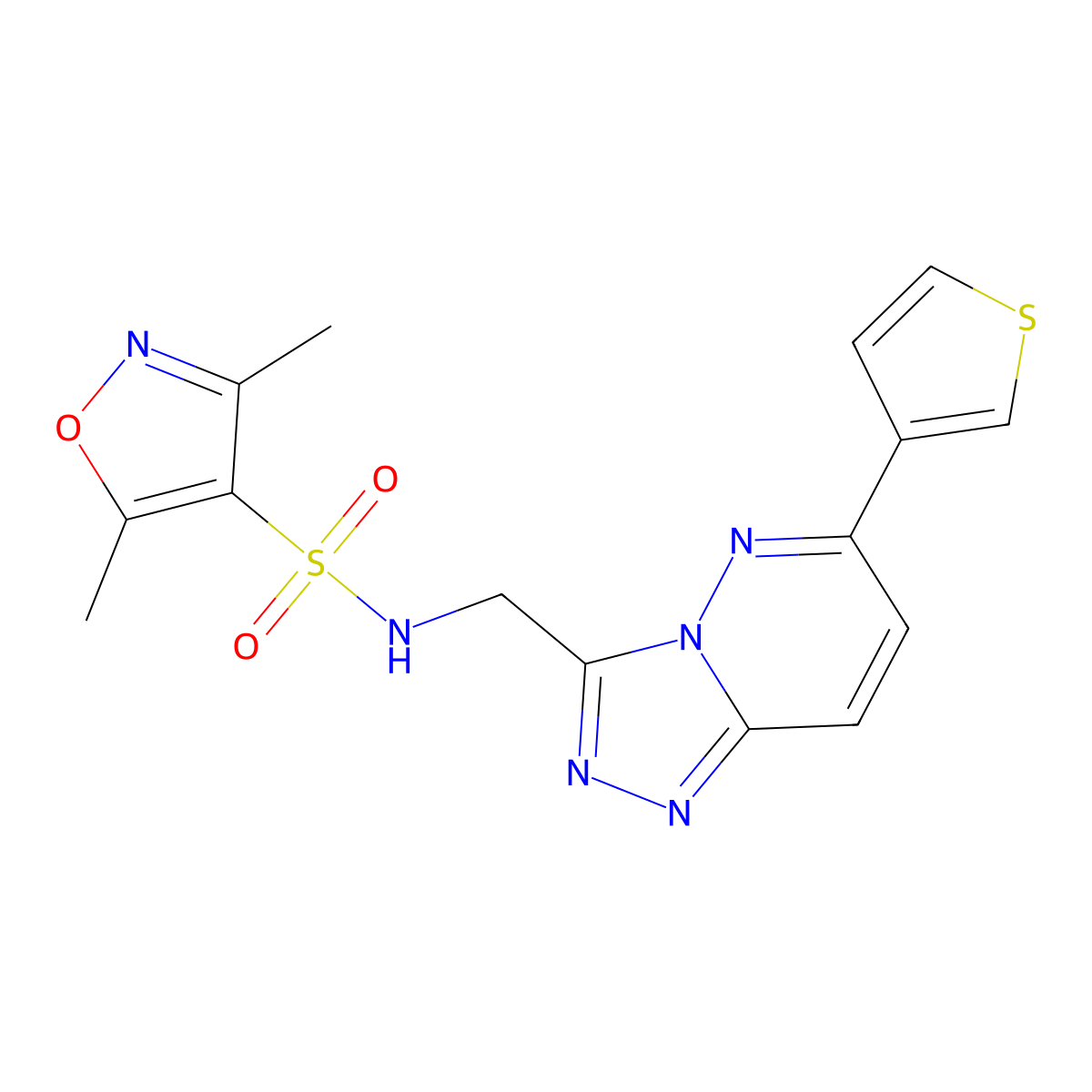3,5-dimethyl-N-((6-(thiophen-3-yl)-[1,2,4]triazolo[4,3-b]pyridazin-3-yl)methyl)isoxazole-4-sulfonamide molecular structure, CAS 1904179-10-7