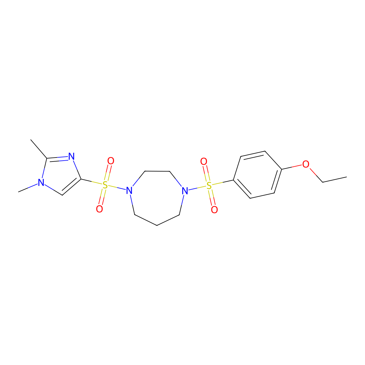 1-((1,2-dimethyl-1H-imidazol-4-yl)sulfonyl)-4-((4-ethoxyphenyl)sulfonyl)-1,4-diazepane molecular structure, CAS 1904179-82-3