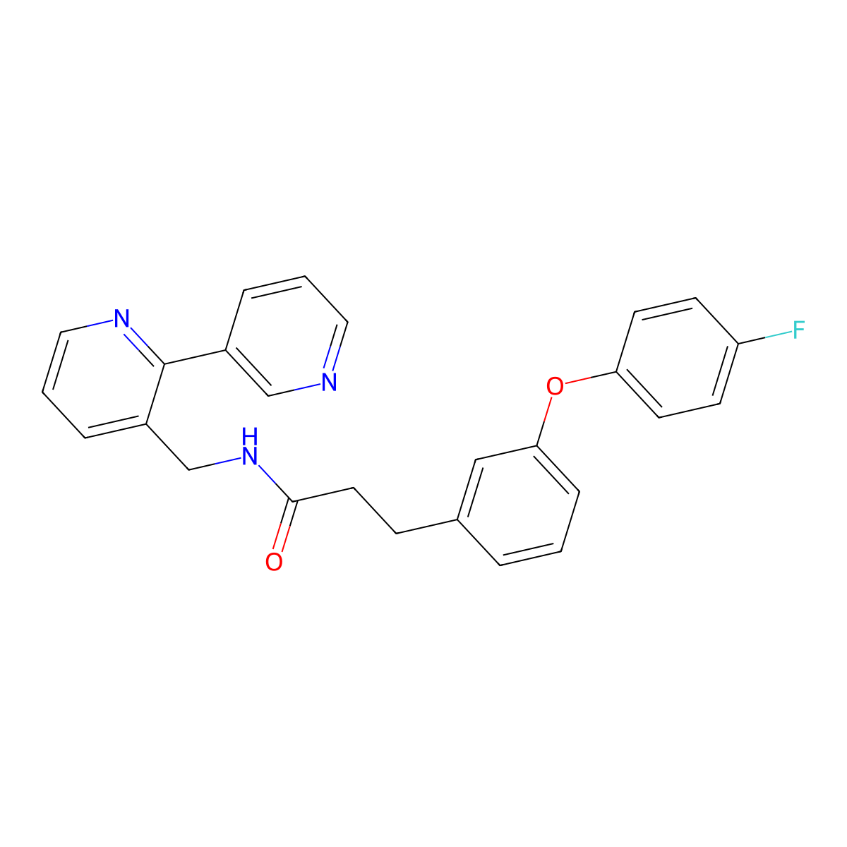 N-({[2,3'-bipyridine]-3-yl}methyl)-3-[3-(4-fluorophenoxy)phenyl]propanamide molecular structure, CAS 1904179-97-0