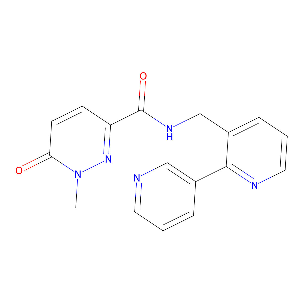 N-({[2,3'-bipyridine]-3-yl}methyl)-1-methyl-6-oxo-1,6-dihydropyridazine-3-carboxamide molecular structure, CAS 1904180-08-0