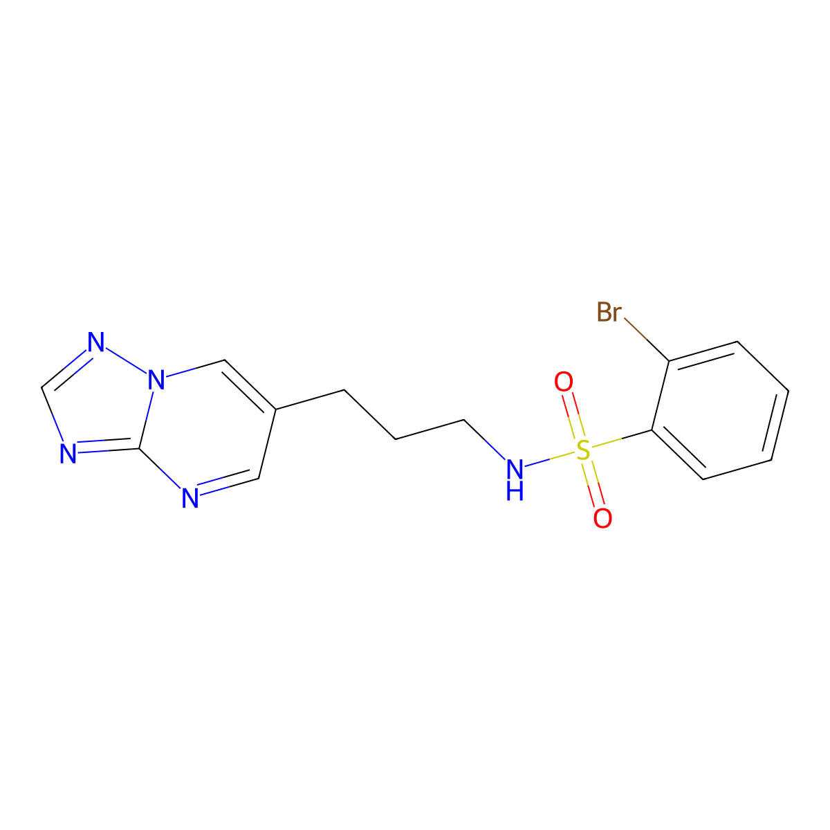 N-(3-([1,2,4]triazolo[1,5-a]pyrimidin-6-yl)propyl)-2-bromobenzenesulfonamide molecular structure, CAS 1904182-76-8