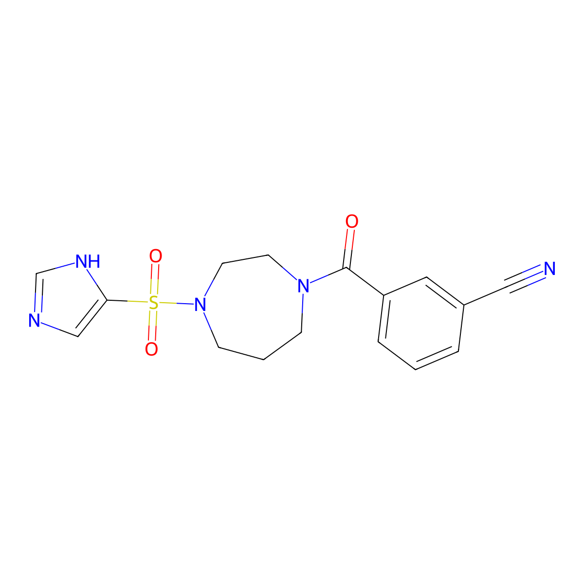 3-(4-((1H-imidazol-4-yl)sulfonyl)-1,4-diazepane-1-carbonyl)benzonitrile molecular structure, CAS 1904182-78-0