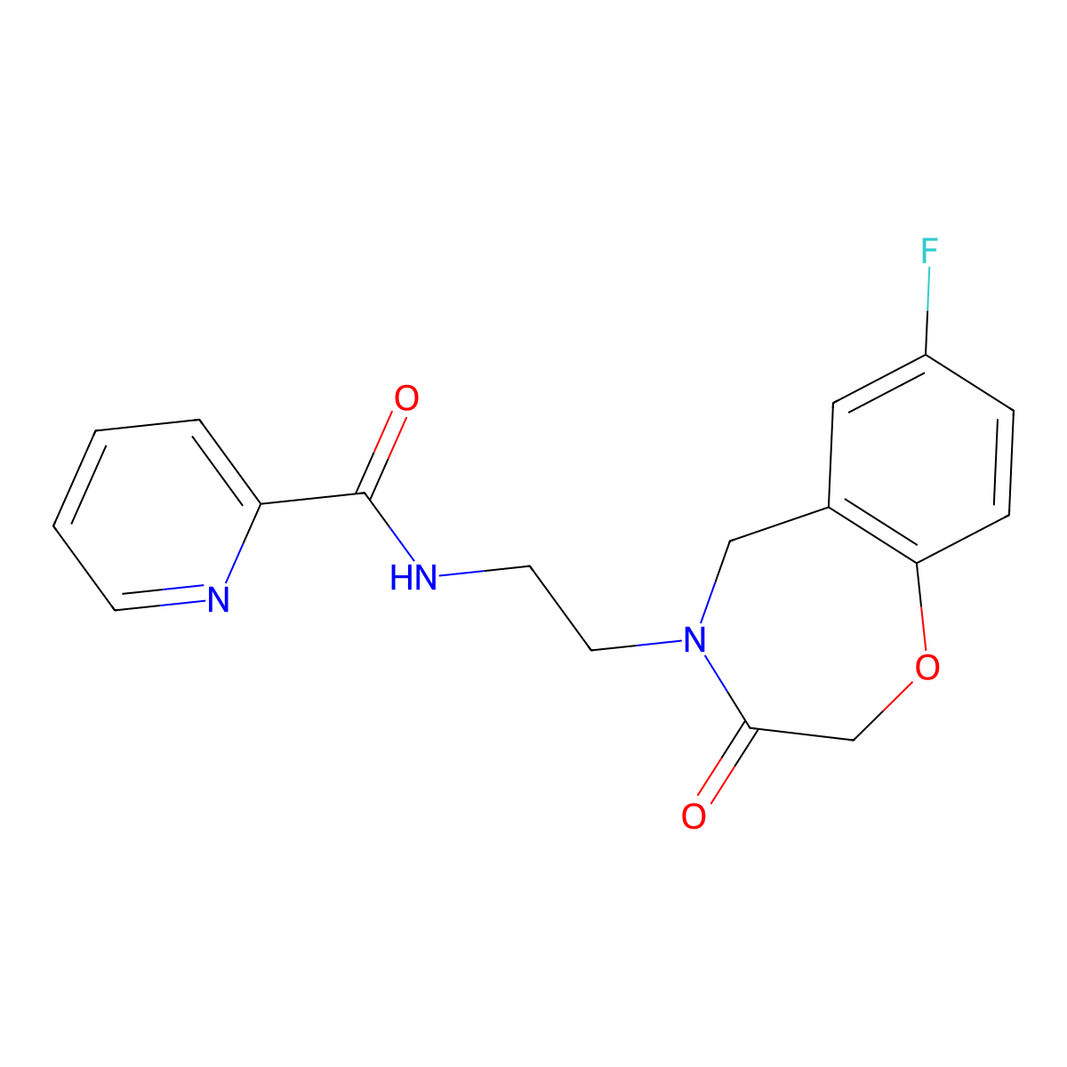 N-(2-(7-fluoro-3-oxo-2,3-dihydrobenzo[f][1,4]oxazepin-4(5H)-yl)ethyl)picolinamide molecular structure, CAS 1904183-39-6
