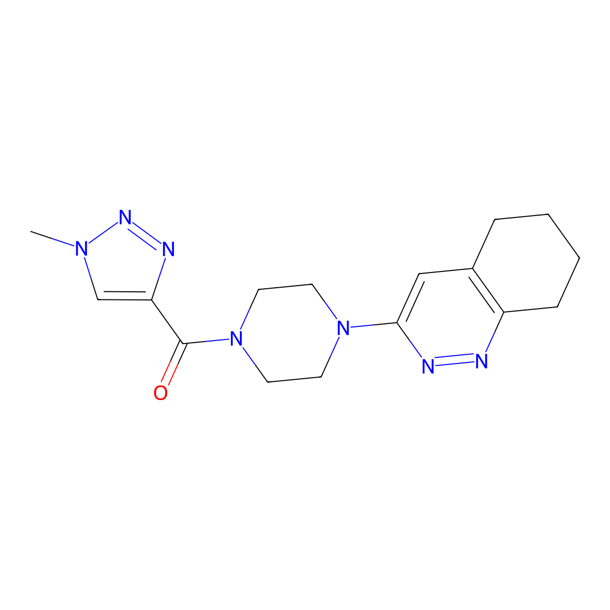 (1-methyl-1H-1,2,3-triazol-4-yl)(4-(5,6,7,8-tetrahydrocinnolin-3-yl)piperazin-1-yl)methanone molecular structure, CAS 1904184-51-5