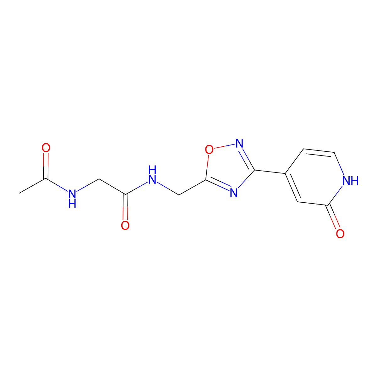 2-acetamido-N-((3-(2-oxo-1,2-dihydropyridin-4-yl)-1,2,4-oxadiazol-5-yl)methyl)acetamide molecular structure, CAS 1904185-47-2