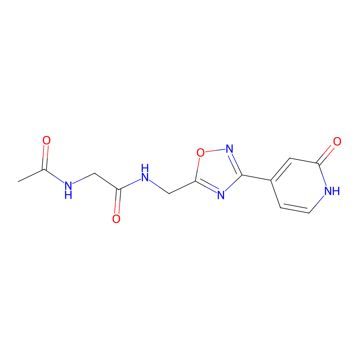 2-acetamido-N-((3-(2-oxo-1,2-dihydropyridin-4-yl)-1,2,4-oxadiazol-5-yl)methyl)acetamide molecular structure, CAS 1904185-47-2