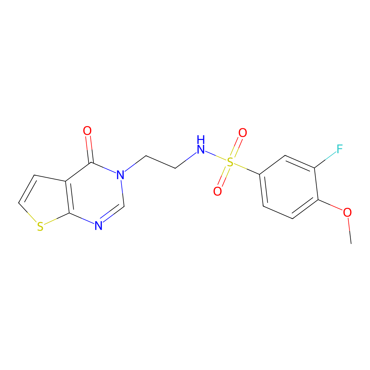 3-fluoro-4-methoxy-N-(2-(4-oxothieno[2,3-d]pyrimidin-3(4H)-yl)ethyl)benzenesulfonamide molecular structure, CAS 1904186-51-1