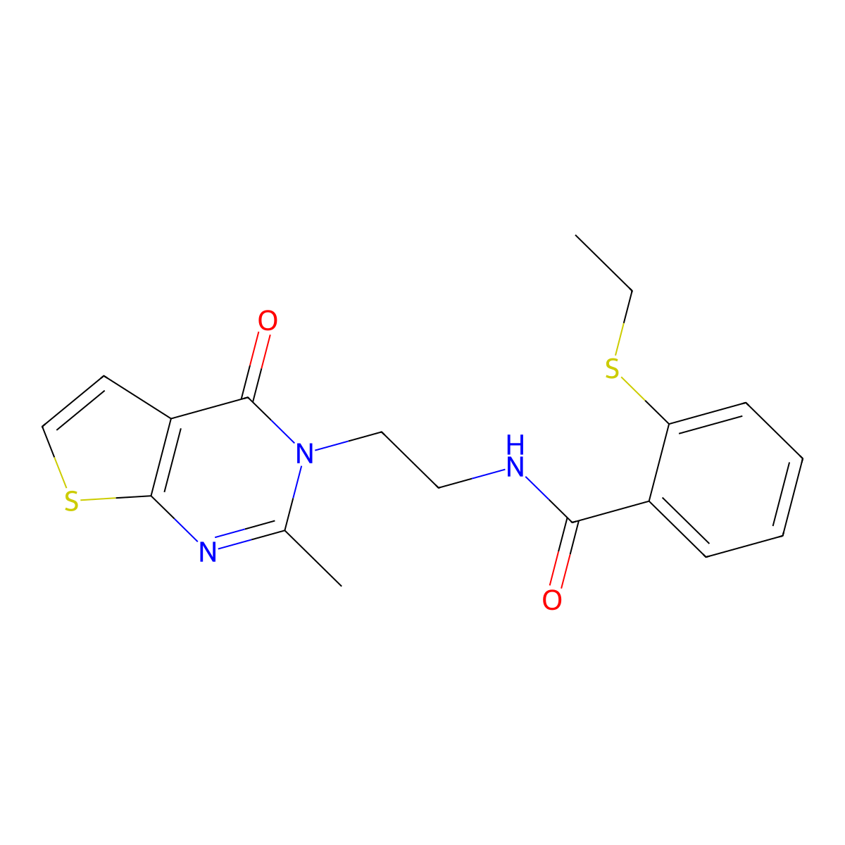 2-(ethylthio)-N-(2-(2-methyl-4-oxothieno[2,3-d]pyrimidin-3(4H)-yl)ethyl)benzamide molecular structure, CAS 1904186-65-7