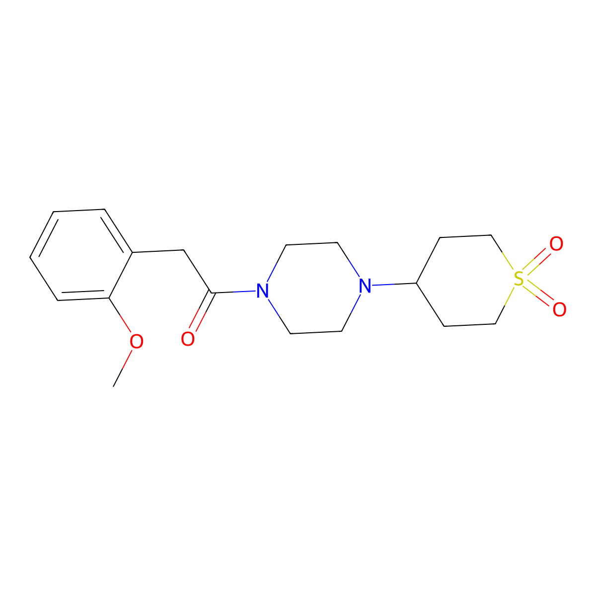 1-(4-(1,1-dioxidotetrahydro-2H-thiopyran-4-yl)piperazin-1-yl)-2-(2-methoxyphenyl)ethanone molecular structure, CAS 1904186-93-1