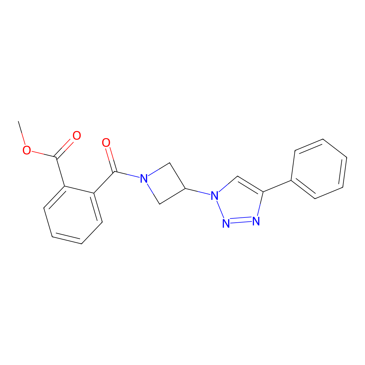 methyl 2-[3-(4-phenyl-1H-1,2,3-triazol-1-yl)azetidine-1-carbonyl]benzoate molecular structure, CAS 1904187-12-7