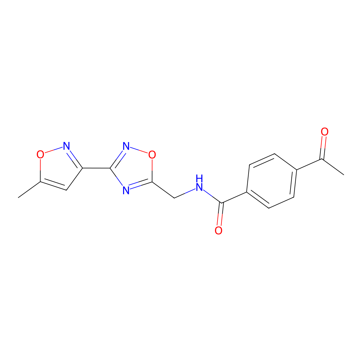 4-acetyl-N-((3-(5-methylisoxazol-3-yl)-1,2,4-oxadiazol-5-yl)methyl)benzamide molecular structure, CAS 1904187-36-5