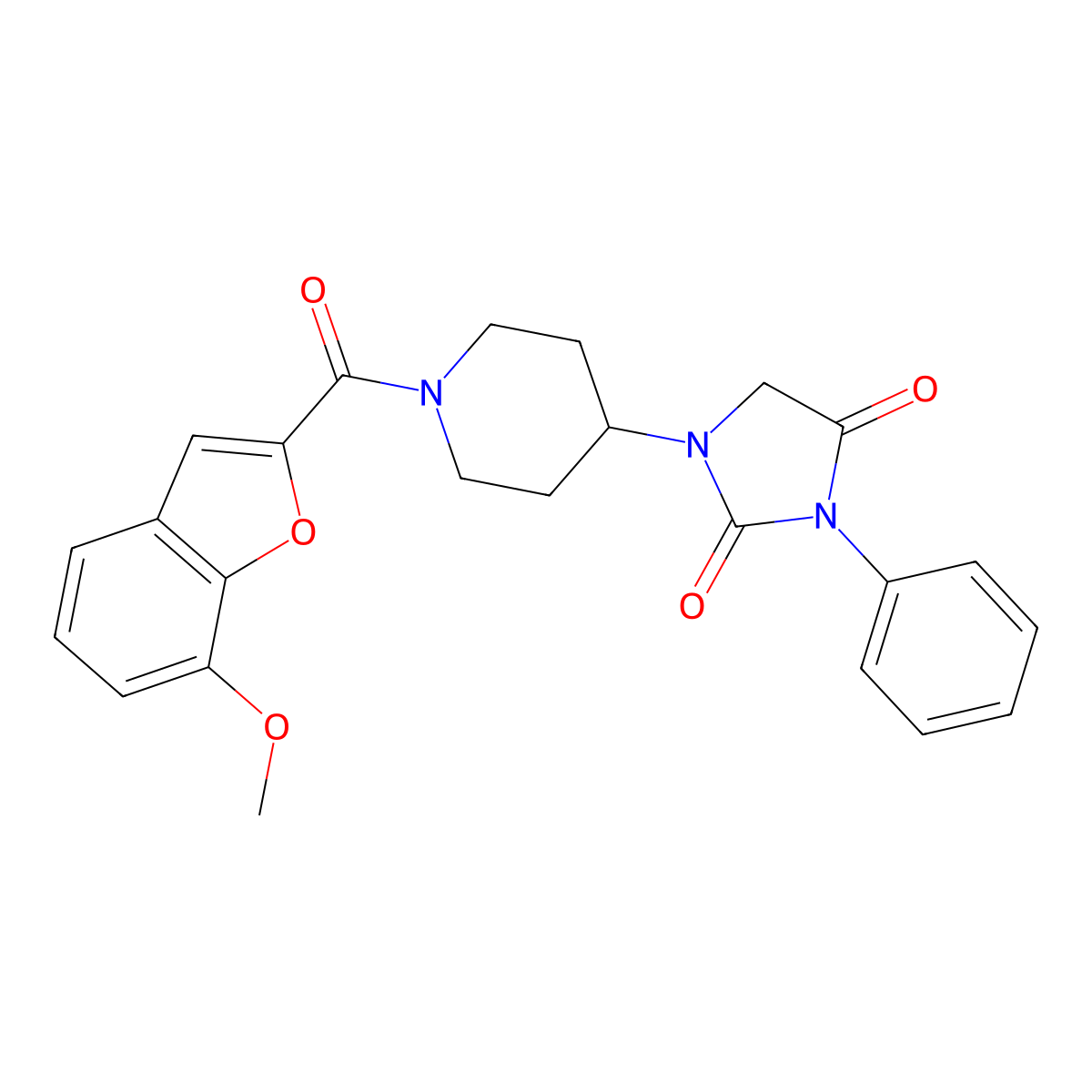 1-(1-(7-Methoxybenzofuran-2-carbonyl)piperidin-4-yl)-3-phenylimidazolidine-2,4-dione molecular structure, CAS 1904187-58-1