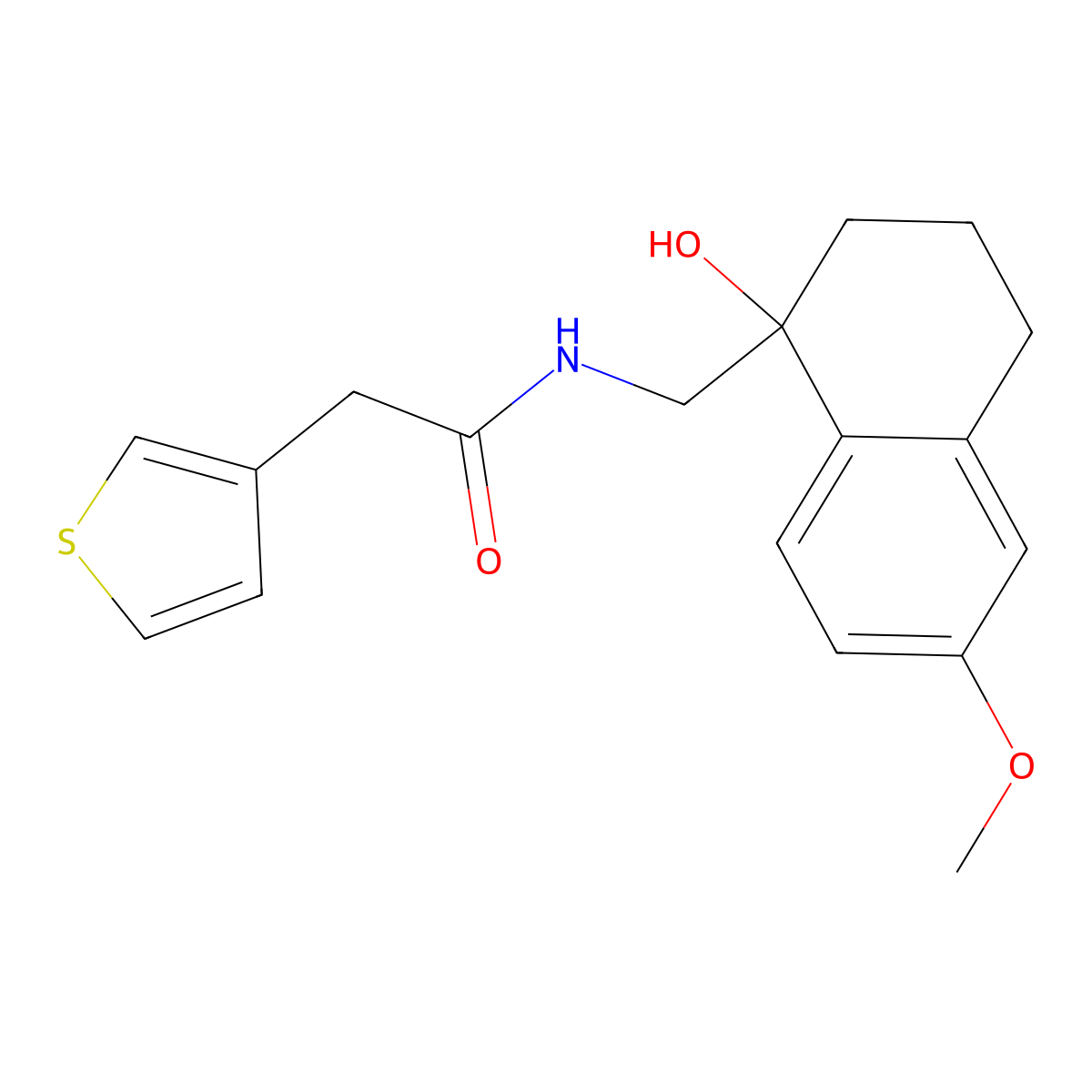 N-[(1-hydroxy-6-methoxy-1,2,3,4-tetrahydronaphthalen-1-yl)methyl]-2-(thiophen-3-yl)acetamide molecular structure, CAS 1904190-09-5