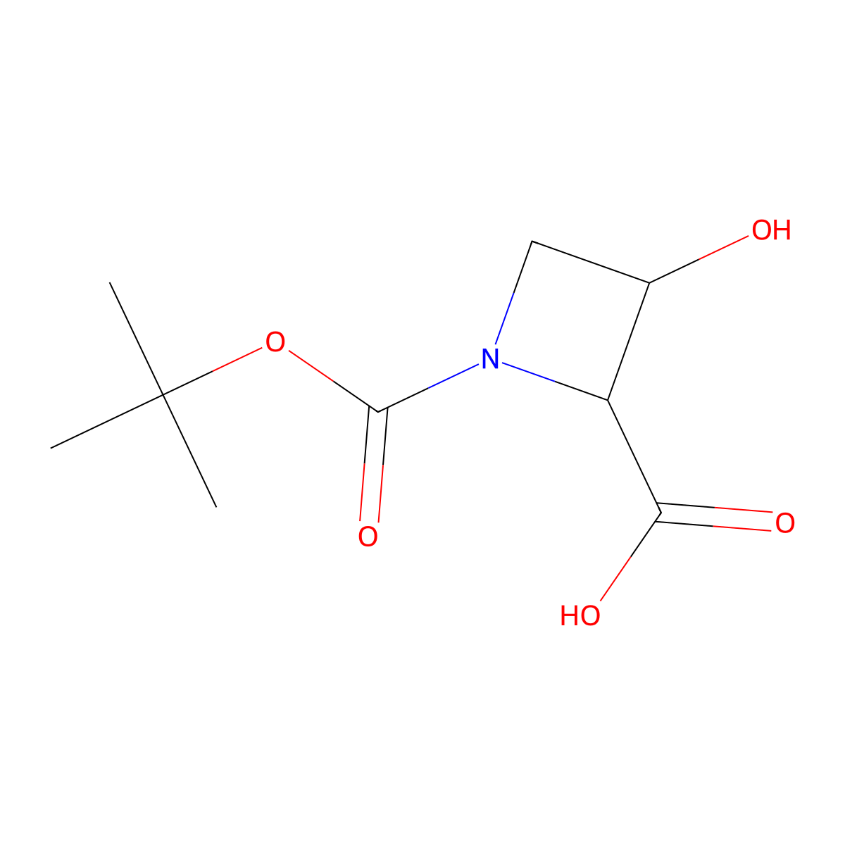 cis-1-Tert-butoxycarbonyl-3-hydroxy-azetidine-2-carboxylic acid molecular structure, CAS 1904190-12-0