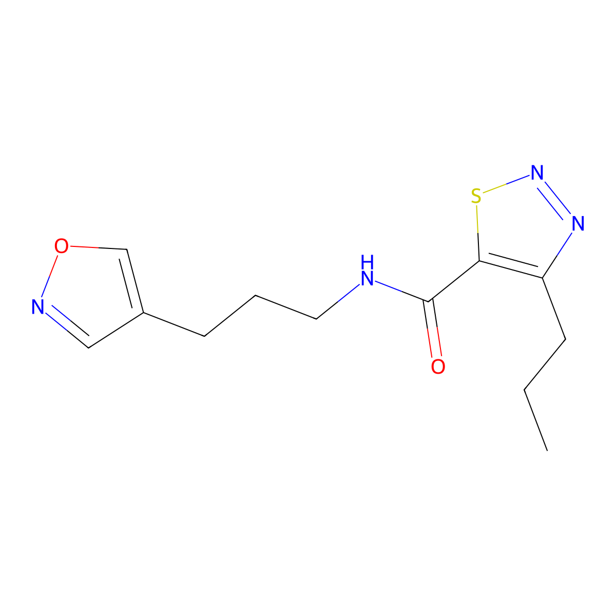 N-(3-(isoxazol-4-yl)propyl)-4-propyl-1,2,3-thiadiazole-5-carboxamide molecular structure, CAS 1904194-07-5