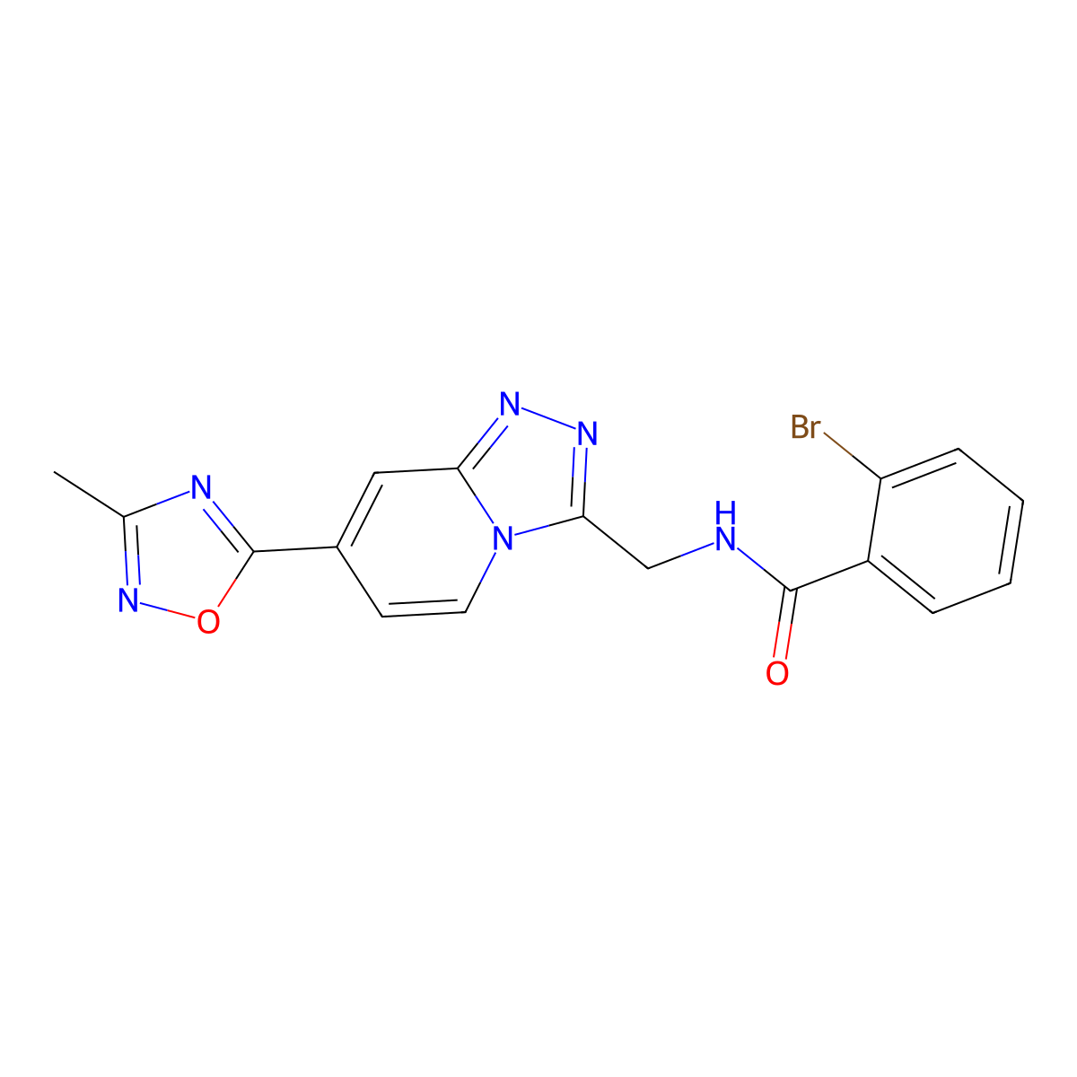 2-bromo-N-((7-(3-methyl-1,2,4-oxadiazol-5-yl)-[1,2,4]triazolo[4,3-a]pyridin-3-yl)methyl)benzamide molecular structure, CAS 1904197-92-7