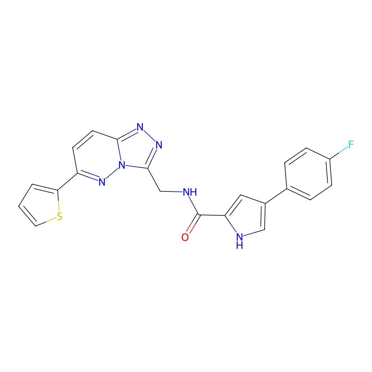 4-(4-fluorophenyl)-N-((6-(thiophen-2-yl)-[1,2,4]triazolo[4,3-b]pyridazin-3-yl)methyl)-1H-pyrrole-2-carboxamide molecular structure, CAS 1904198-29-3
