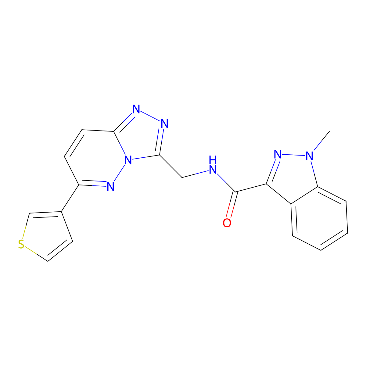 1-methyl-N-{[6-(thiophen-3-yl)-[1,2,4]triazolo[4,3-b]pyridazin-3-yl]methyl}-1H-indazole-3-carboxamide molecular structure, CAS 1904198-32-8