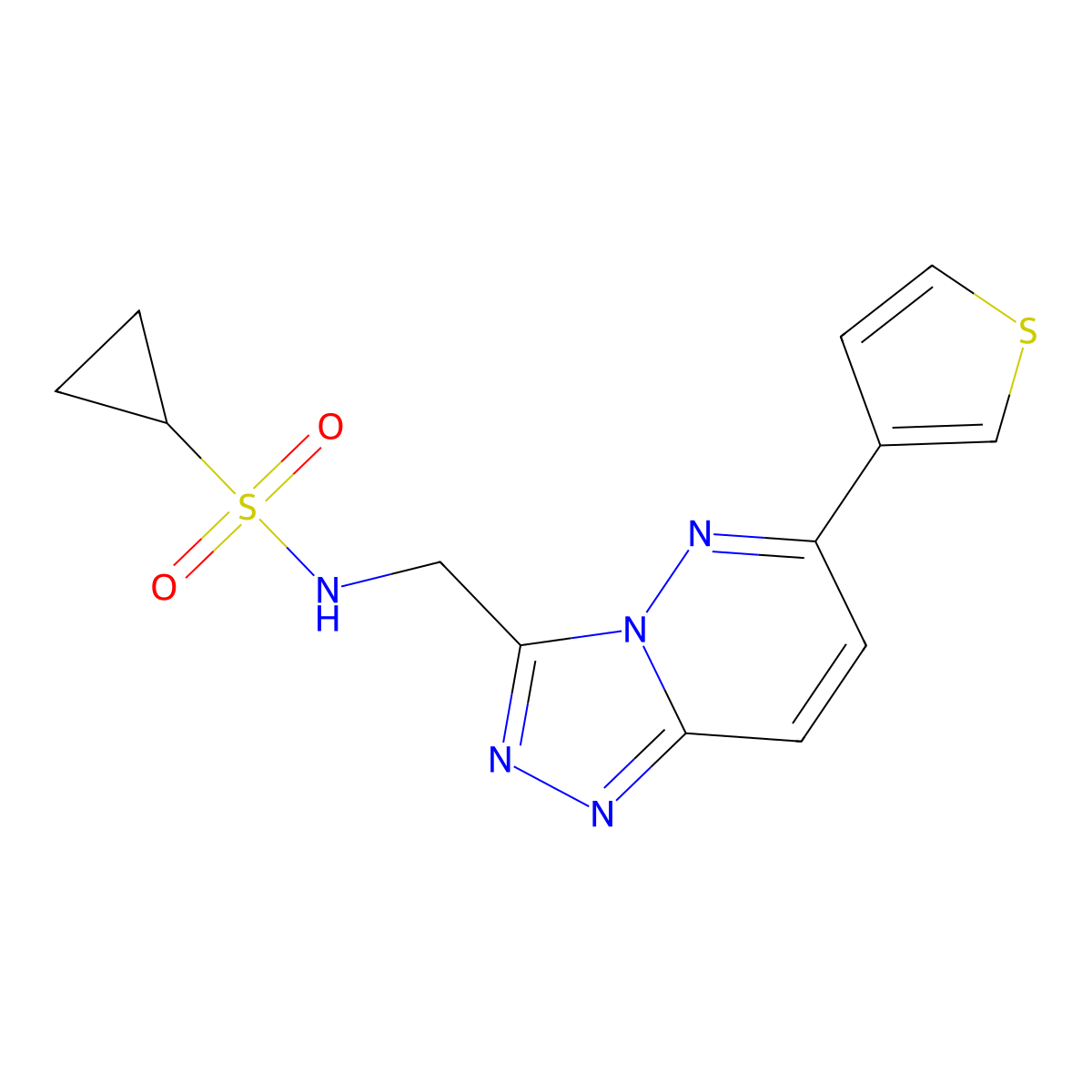 N-((6-(thiophen-3-yl)-[1,2,4]triazolo[4,3-b]pyridazin-3-yl)methyl)cyclopropanesulfonamide molecular structure, CAS 1904198-37-3