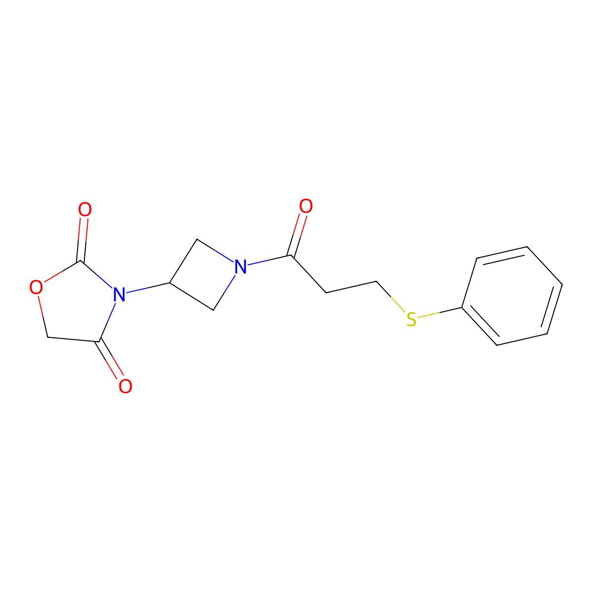 3-(1-(3-(Phenylthio)propanoyl)azetidin-3-yl)oxazolidine-2,4-dione molecular structure, CAS 1904199-47-8