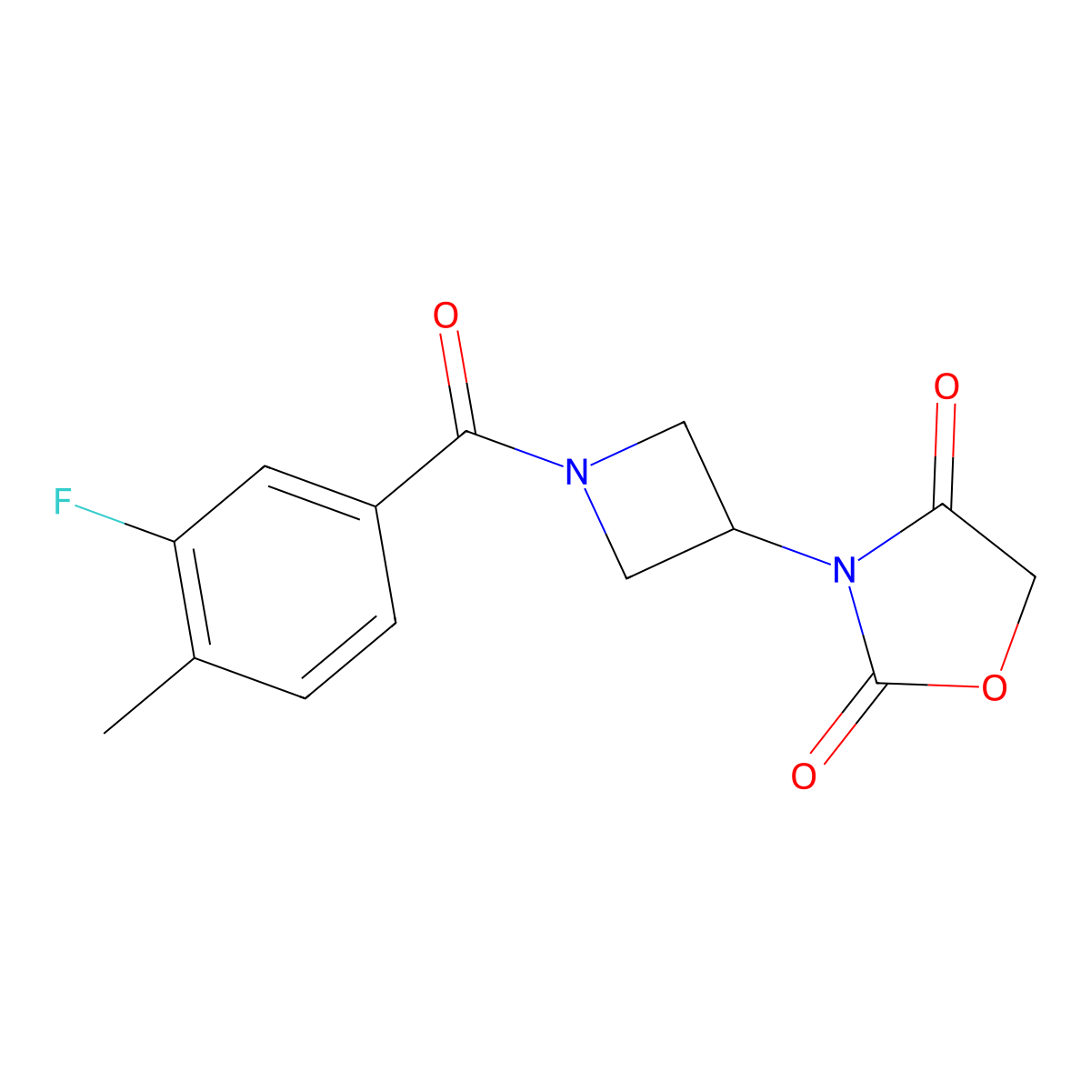 3-(1-(3-Fluoro-4-methylbenzoyl)azetidin-3-yl)oxazolidine-2,4-dione molecular structure, CAS 1904199-80-9