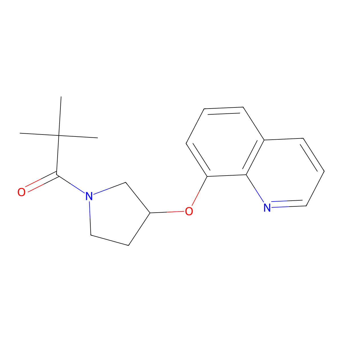 2,2-Dimethyl-1-[3-(quinolin-8-yloxy)pyrrolidin-1-yl]propan-1-one molecular structure, CAS 1904200-39-0