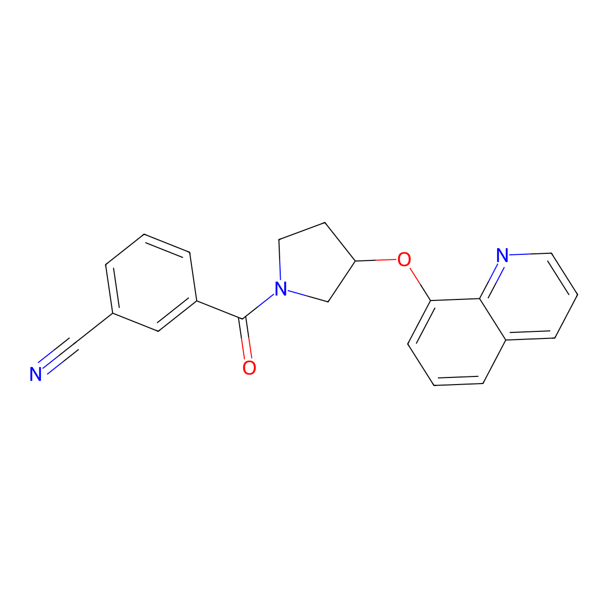 3-(3-(Quinolin-8-yloxy)pyrrolidine-1-carbonyl)benzonitrile molecular structure, CAS 1904200-71-0