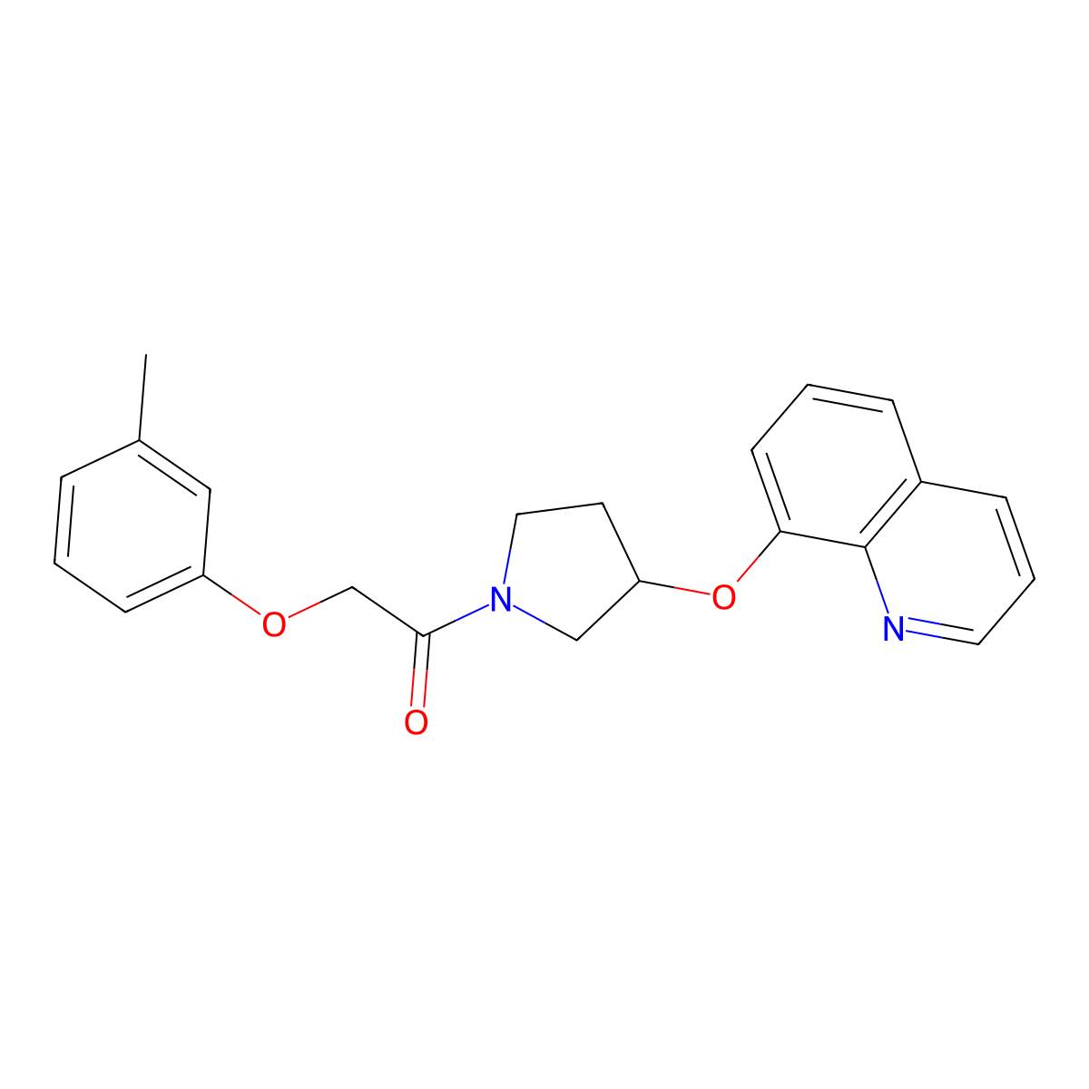 1-(3-(Quinolin-8-yloxy)pyrrolidin-1-yl)-2-(m-tolyloxy)ethanone molecular structure, CAS 1904200-77-6