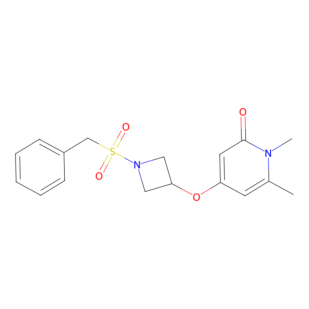 4-((1-(benzylsulfonyl)azetidin-3-yl)oxy)-1,6-dimethylpyridin-2(1H)-one molecular structure, CAS 1904201-23-5