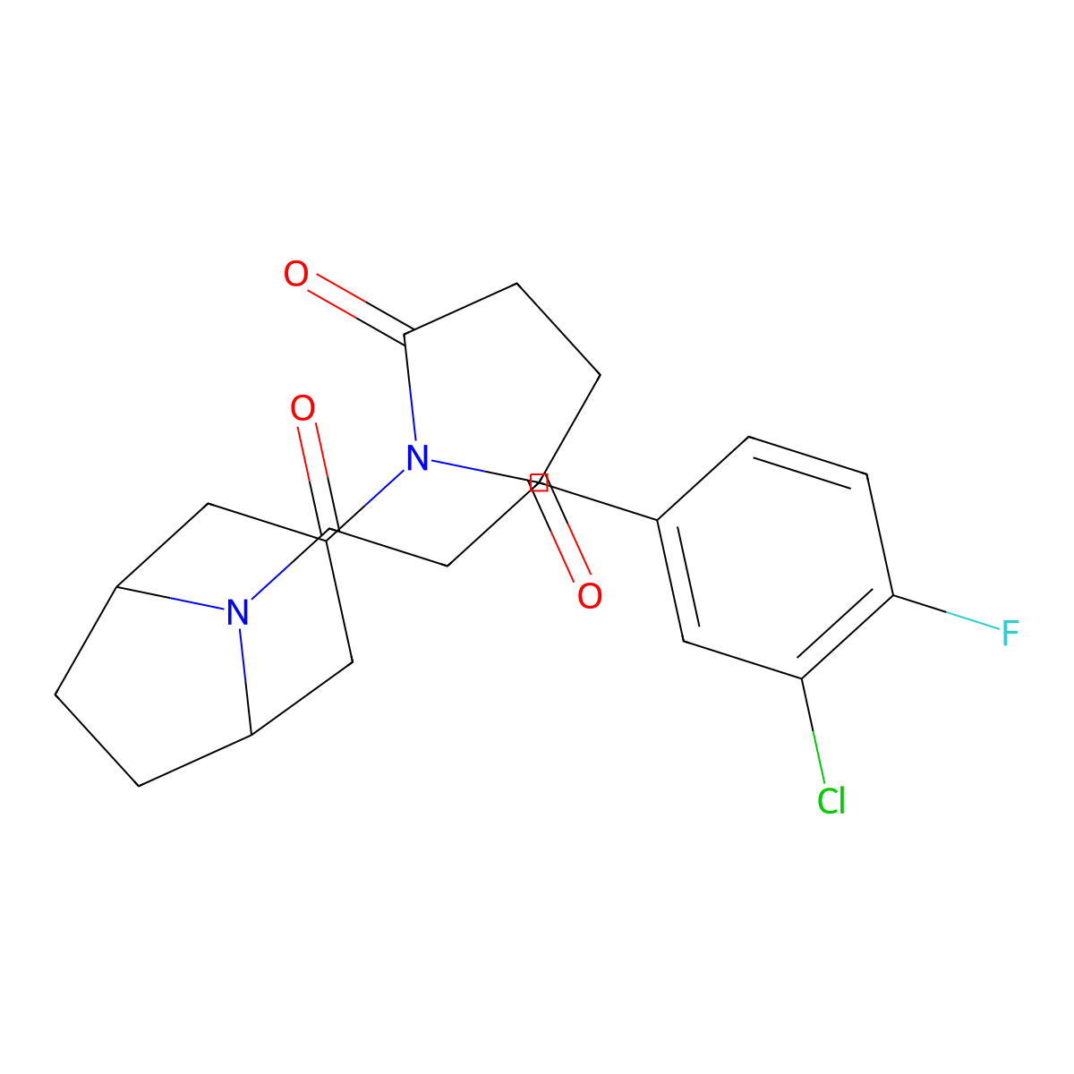 1-{8-[3-(3-Chloro-4-fluorophenyl)propanoyl]-8-azabicyclo[3.2.1]octan-3-yl}pyrrolidine-2,5-dione molecular structure, CAS 1904201-65-5