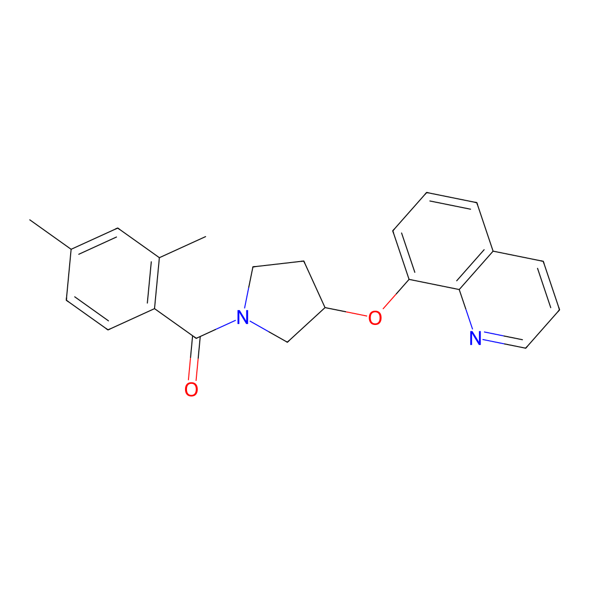 (2,4-Dimethylphenyl)(3-(quinolin-8-yloxy)pyrrolidin-1-yl)methanone molecular structure, CAS 1904201-69-9