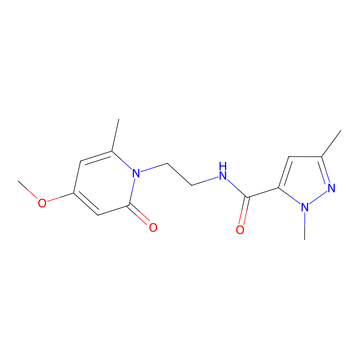 N-(2-(4-methoxy-6-methyl-2-oxopyridin-1(2H)-yl)ethyl)-1,3-dimethyl-1H-pyrazole-5-carboxamide molecular structure, CAS 1904202-40-9