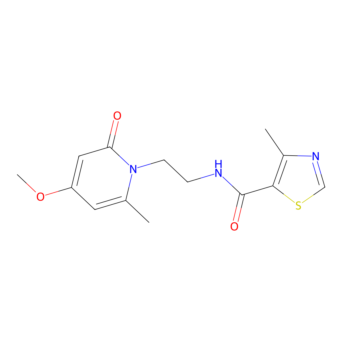 N-(2-(4-methoxy-6-methyl-2-oxopyridin-1(2H)-yl)ethyl)-4-methylthiazole-5-carboxamide molecular structure, CAS 1904202-58-9