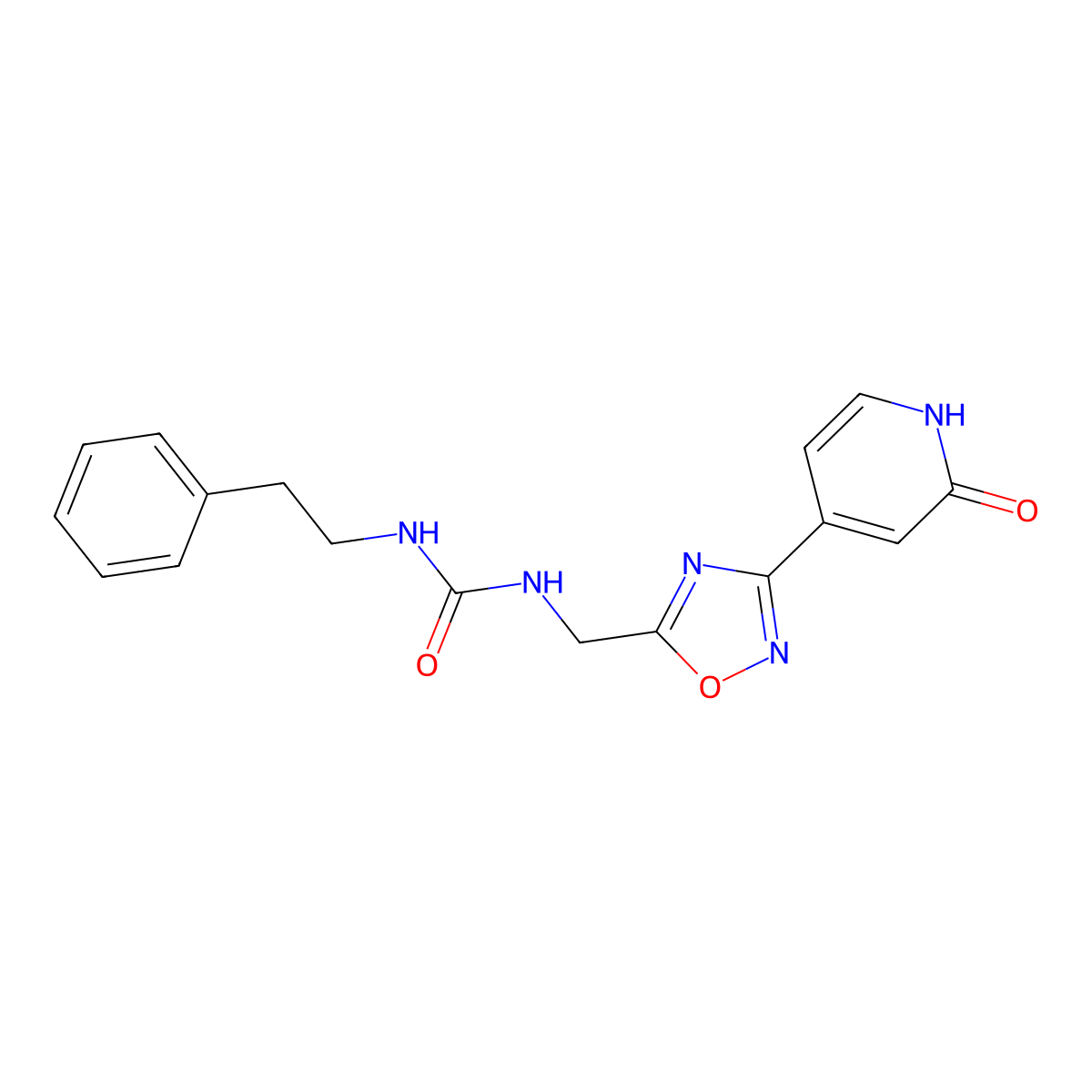 1-((3-(2-Oxo-1,2-dihydropyridin-4-yl)-1,2,4-oxadiazol-5-yl)methyl)-3-phenethylurea molecular structure, CAS 1904203-21-9