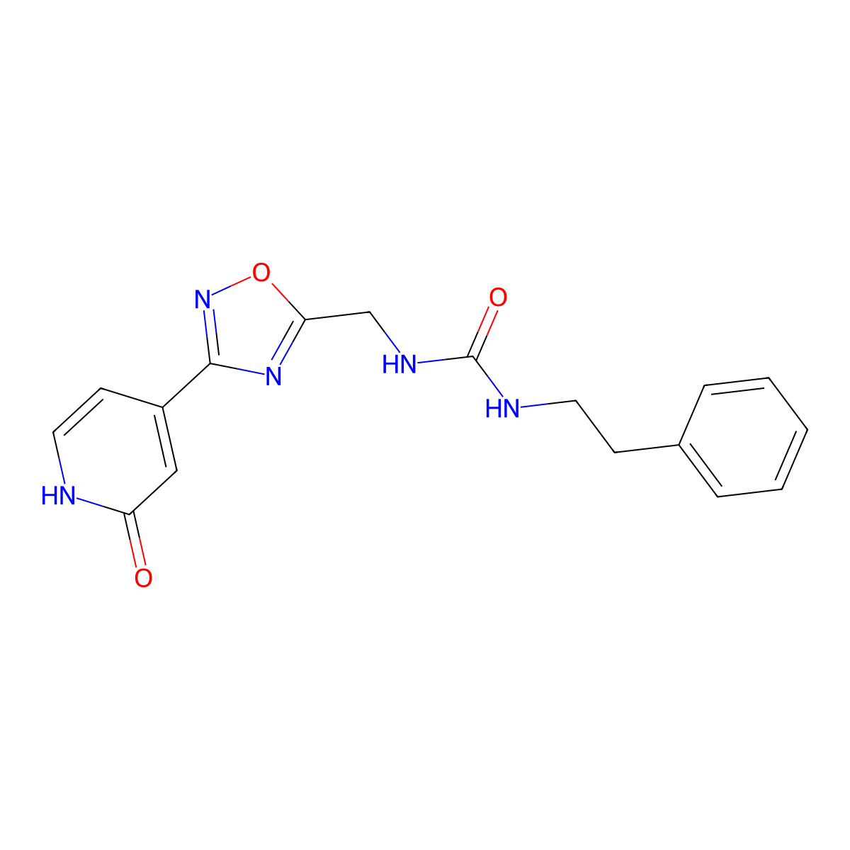 1-((3-(2-Oxo-1,2-dihydropyridin-4-yl)-1,2,4-oxadiazol-5-yl)methyl)-3-phenethylurea molecular structure, CAS 1904203-21-9