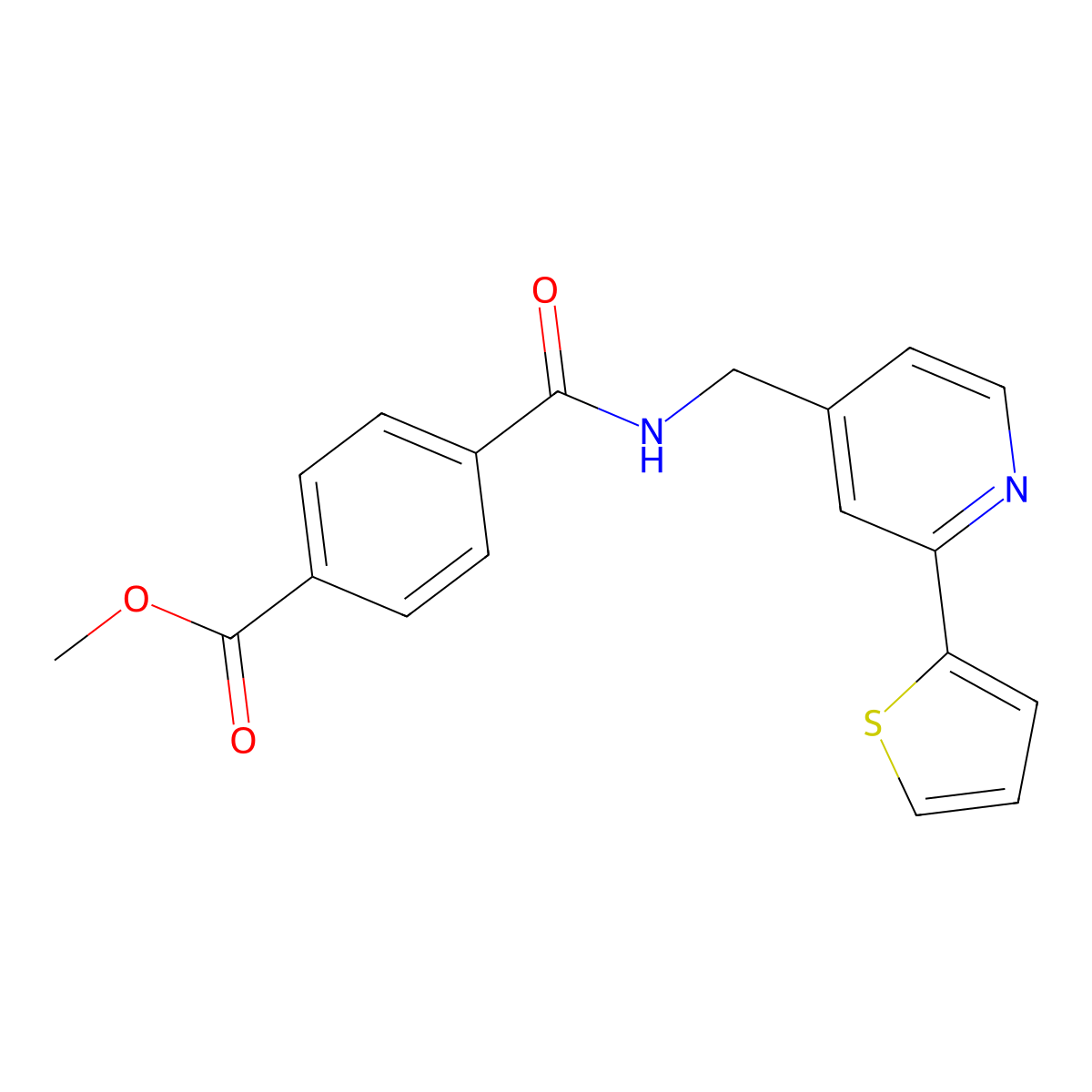 Methyl 4-({[2-(thiophen-2-yl)pyridin-4-yl]methyl}carbamoyl)benzoate molecular structure, CAS 1904206-43-4